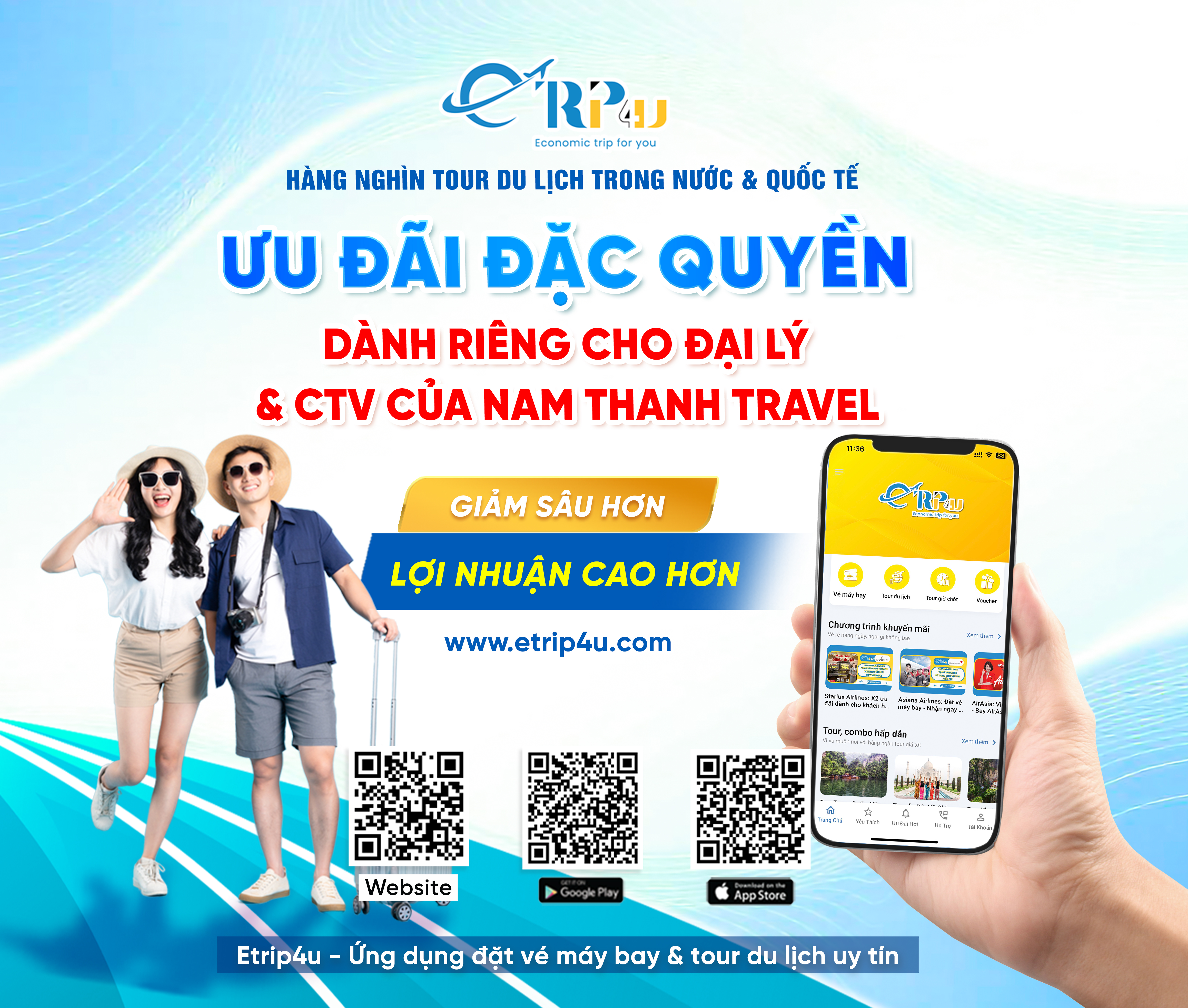 đặt vé máy bay, tour du lịch với Etrip4u