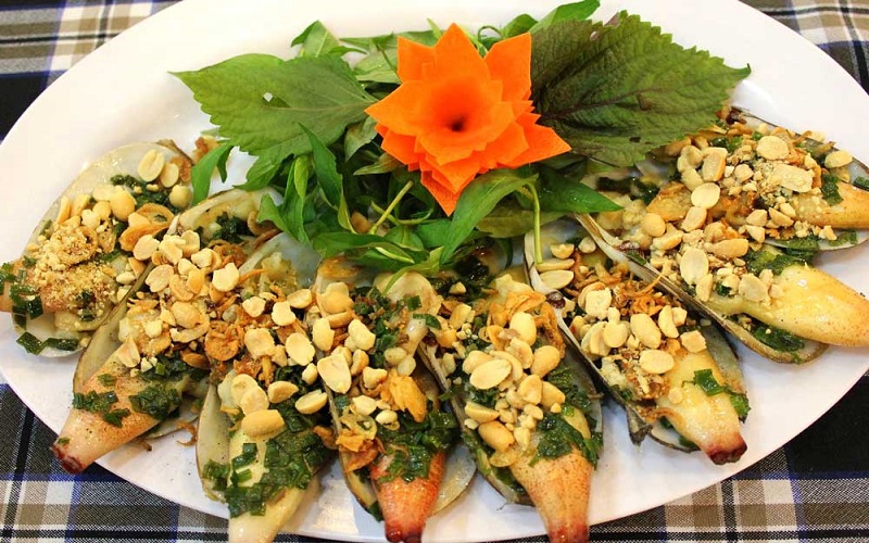 Tu hài nướng mỡ hành Tu hài nướng mỡ hành