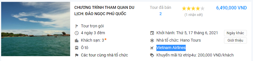 CHƯƠNG TR&Igrave;NH THAM QUAN DU LỊCH: ĐẢO NGỌC PH&Uacute; QUỐC