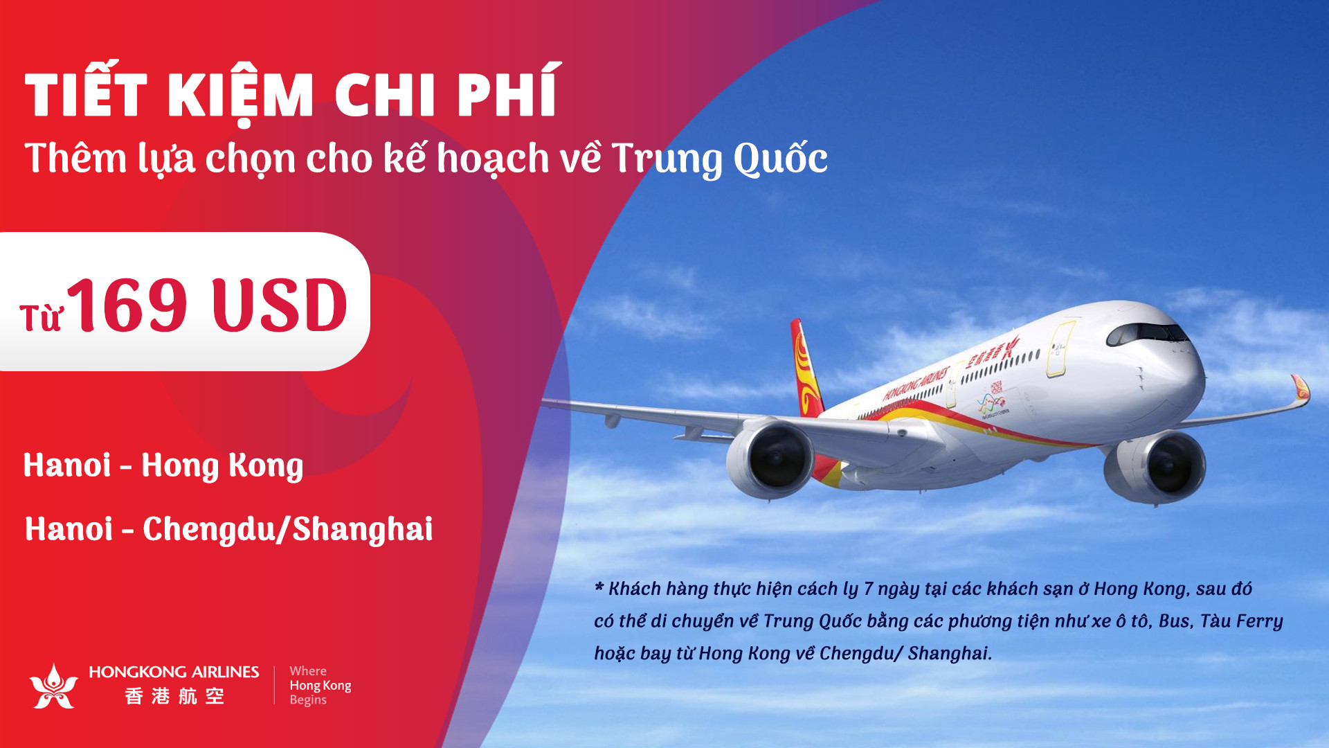 Bay về Trung Quốc giá siêu rẻ chỉ từ 169 USD với Hongkong Airlines