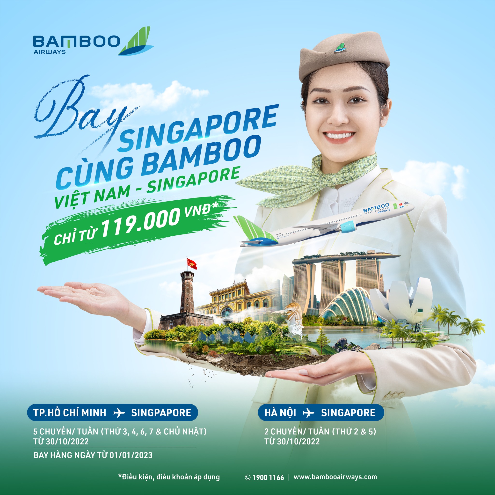 Bamboo Airways - Ưu đãi bay Singapore chỉ từ 199.000 VNĐ*