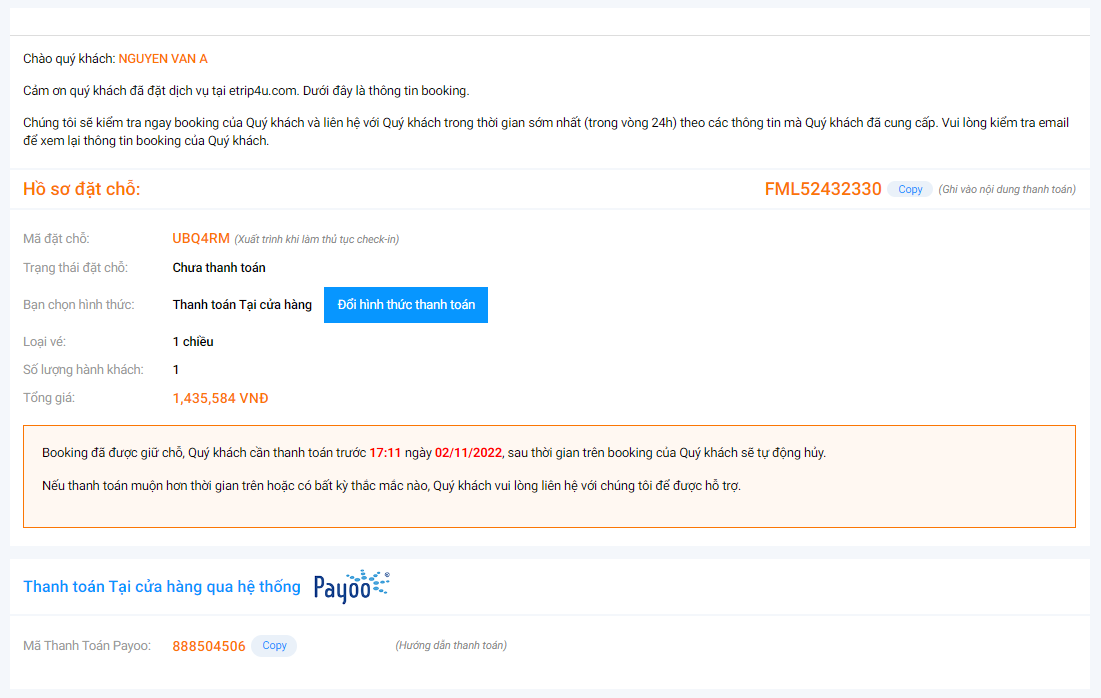 thanh toán tại cửa hàng