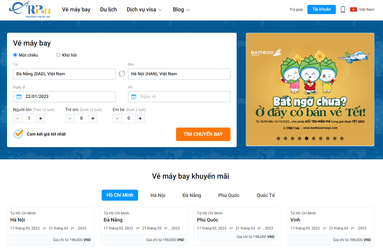 Đặt vé máy bay Tết Đà Nẵng - Hà Nội trên Etrip4u
