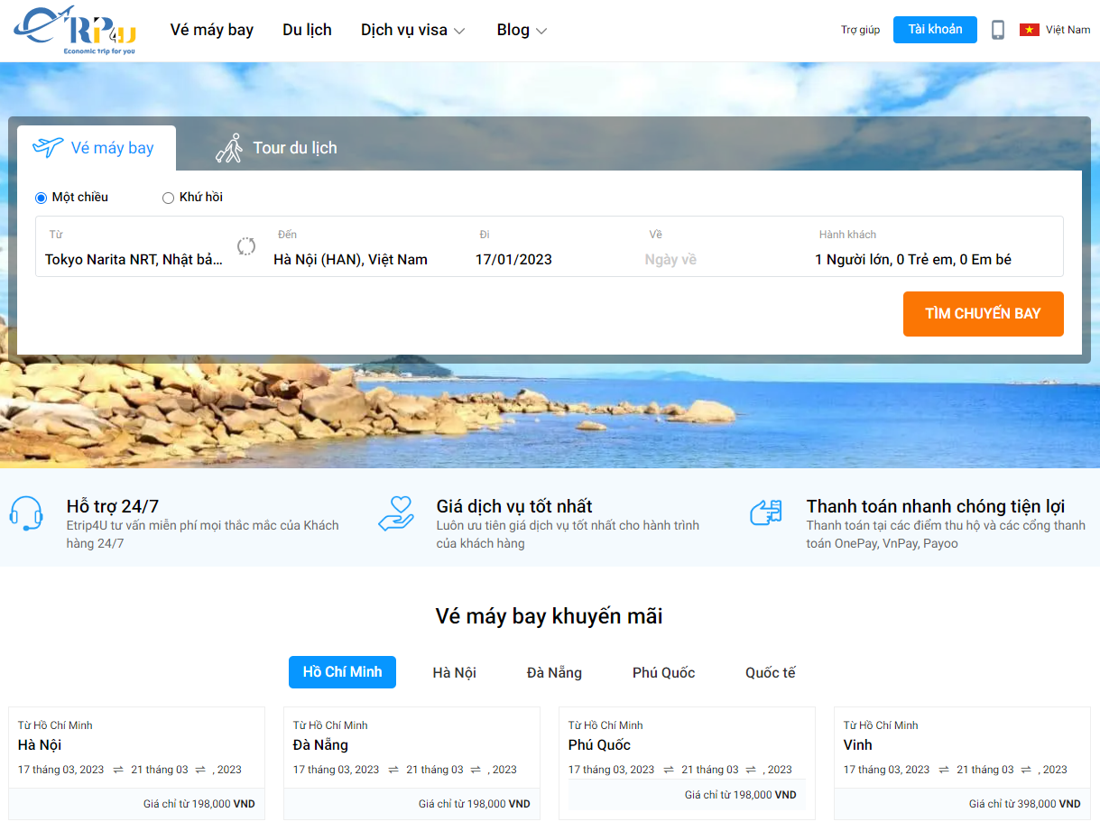 Mua v&eacute; m&aacute;y bay Nhật Việt gi&aacute; rẻ nhất tr&ecirc;n Etrip4u