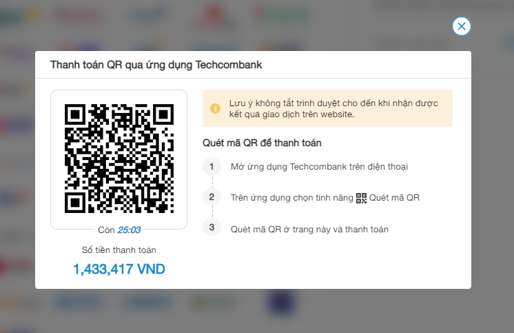 mã QR thanh toán qua OnePay