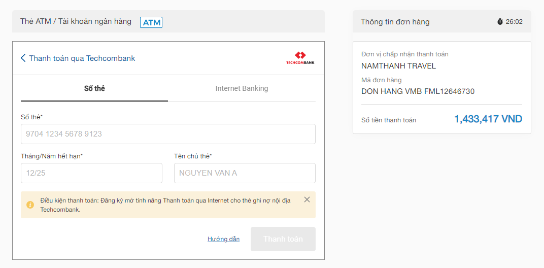 thanh toán onepay qua thẻ