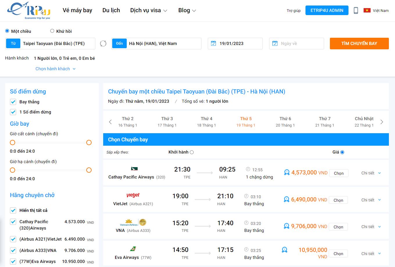 Vé máy bay Tết 2023 Đài Loan Việt Nam 28 Tết