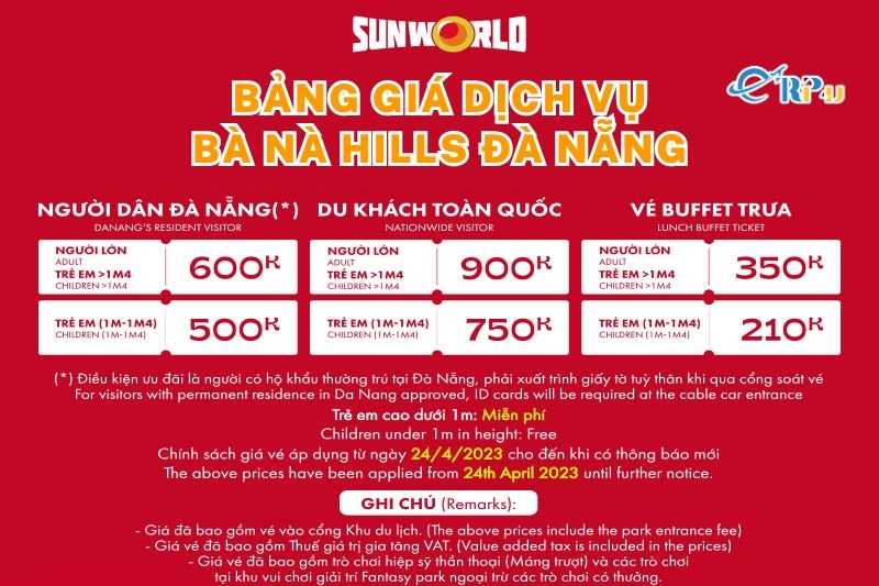 Giá vé Bà Nà Hills