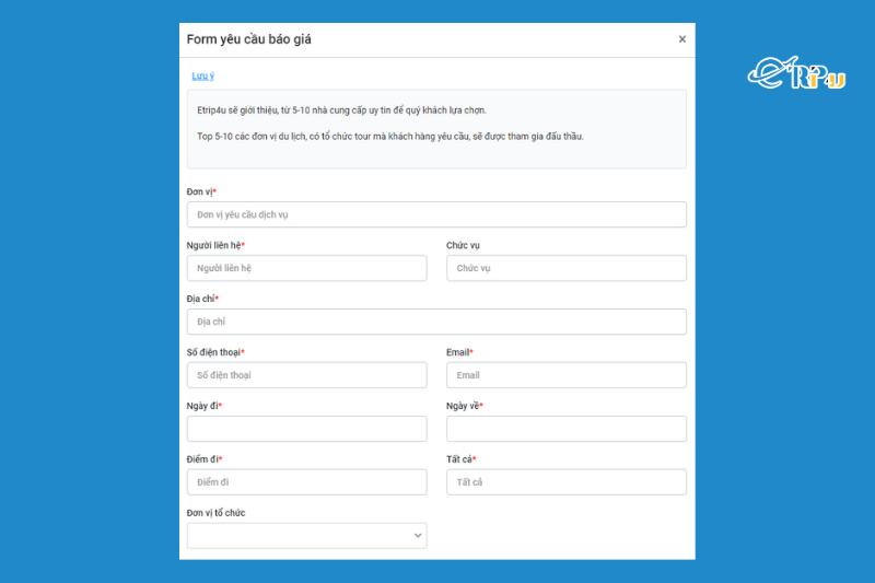 khung tìm kiếm tour khách đoàn