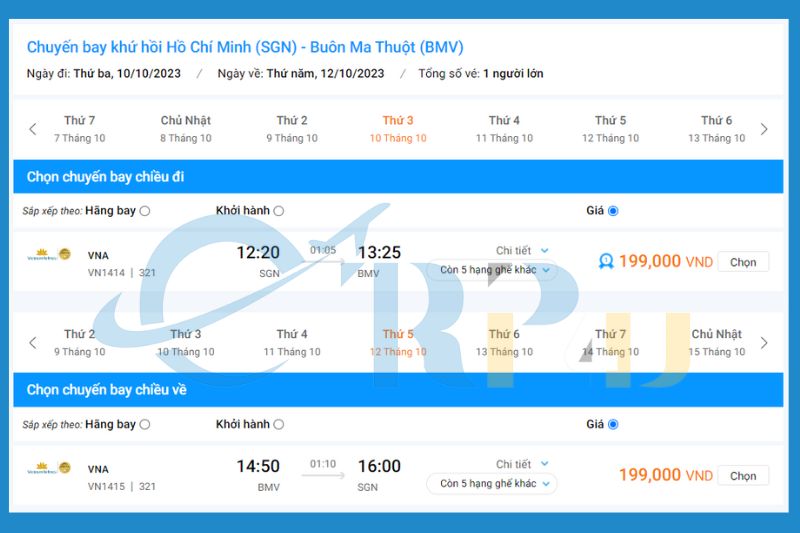 Vé máy bay Sài Gòn Buôn Ma Thuột Vietnam Airline