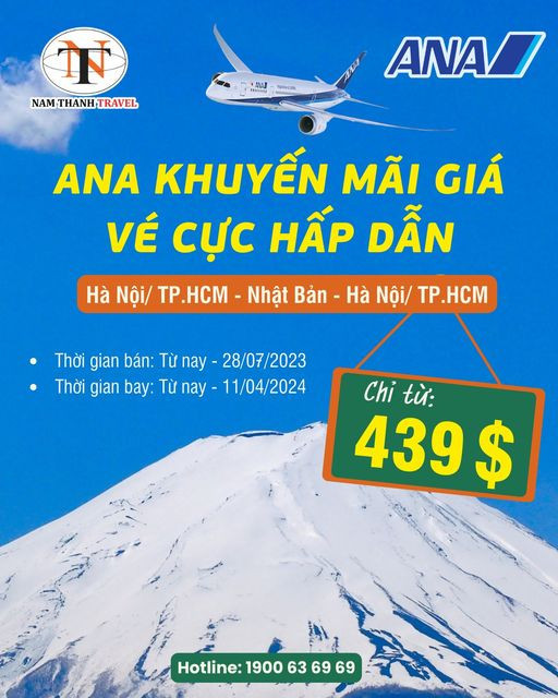 Khuyến mại hấp dẫn hành trình Hà Nội/ Hồ Chí Minh - Nhật Bản từ All Nippon Airways