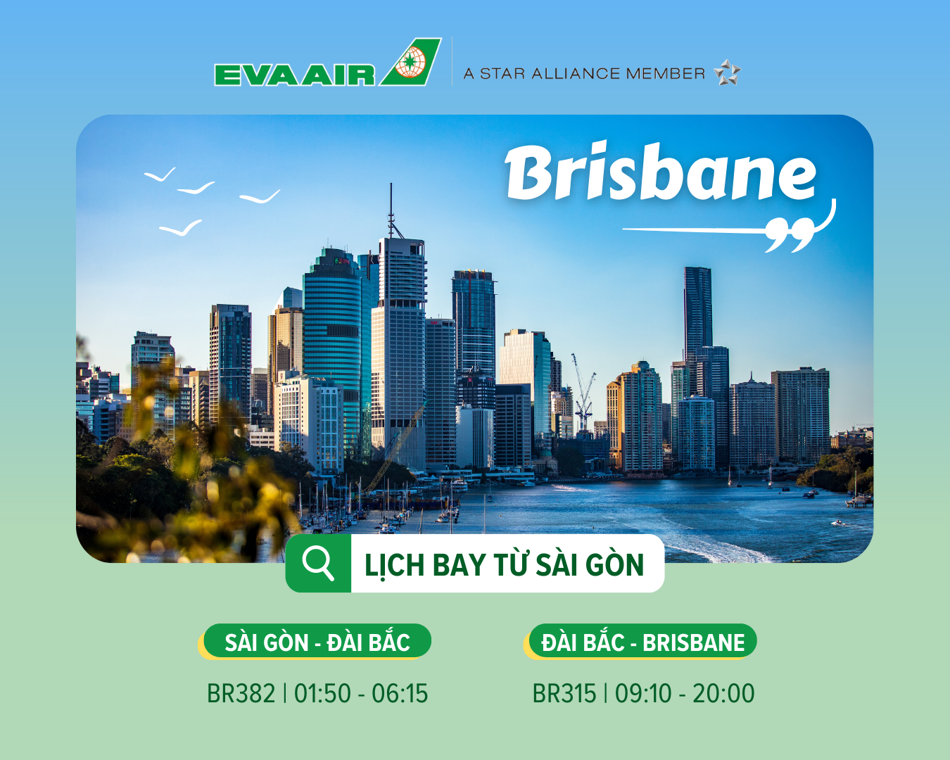 Bay khứ hồi Brisbane chỉ với 350 USD cùng Eva Air​