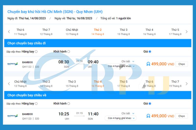 Gi&aacute; v&eacute; m&aacute;y bay từ TPHCM đi Quy Nhơn Bamboo Airways