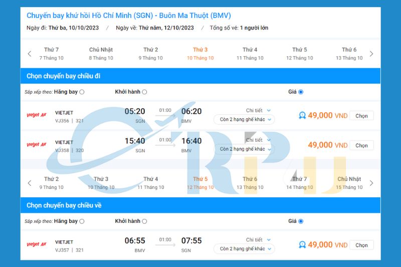 Vé máy bay Sài Gòn Buôn Ma Thuột giá rẻ Vietjet Air