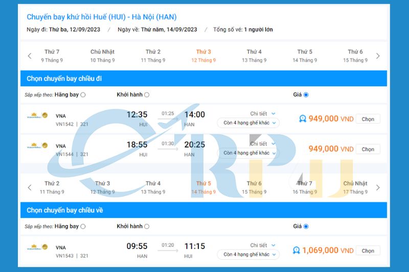 Vé máy bay Huế đi Hà Nội Vietnam Airlines