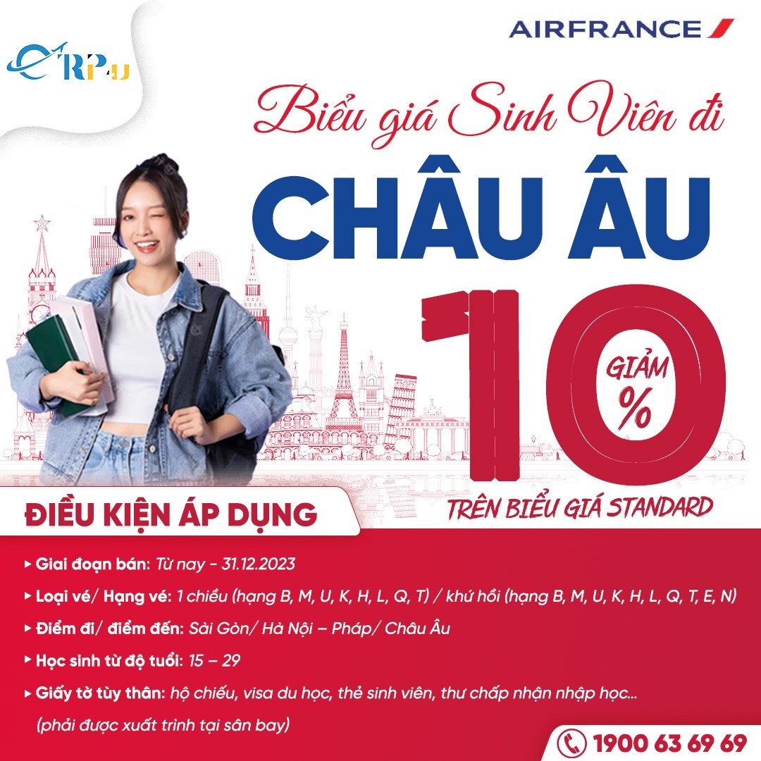 Air France giảm tới 10% giá vé cho đối tượng học sinh, sinh viên