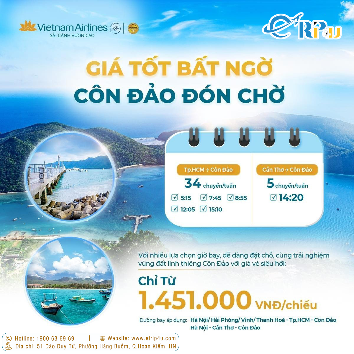 Chương trình "Giá tốt bất ngờ, Côn Đảo đón chờ" cùng Vietnam Airlines.