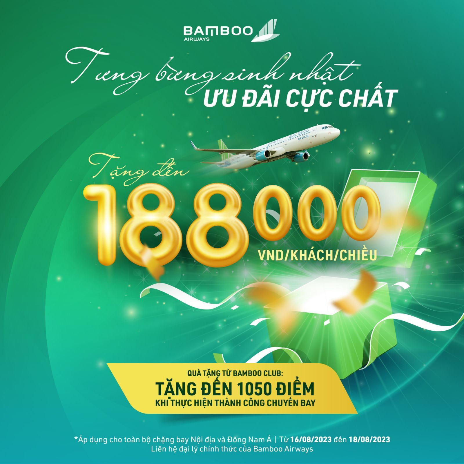 Tưng bừng sinh nhật, ưu đãi cực chất tặng đến 188k cùng Bamboo Airways