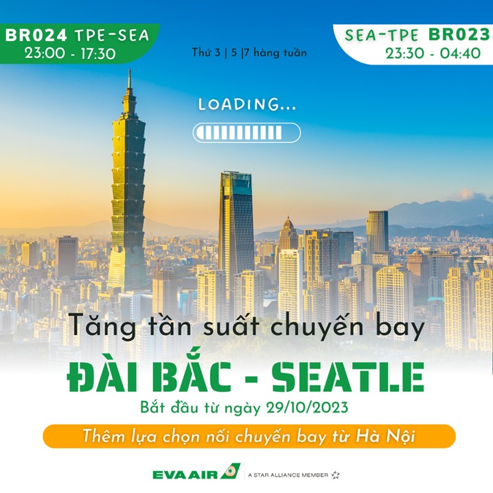 Eva Air tăng tần suất chuyến bay Đ&agrave;i Bắc - SEATLE