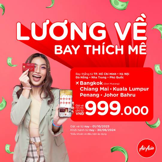 Lương về, bay thích mê cùng Air Asia tới Thái Lan 
