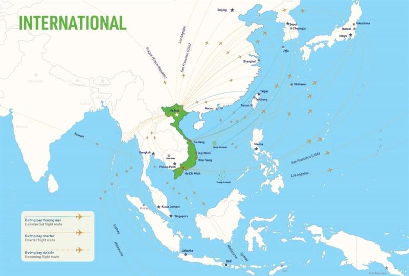 Những chặng bay nước ngoài phổ biến của Bamboo Airways