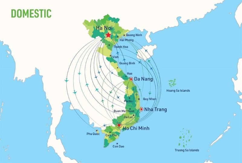 Những chặng bay nội địa phổ biến của Bamboo Airways