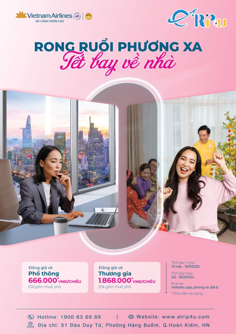 Giá vé tết cực ưu đãi từ Vietnam Airlines Giá vé tết cực ưu đãi từ Vietnam Airlines