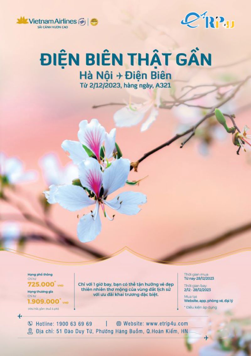 Ưu đãi với đường bay mở lại Hà Nội - Điện Biên từ Vietnam Airlines Ưu đãi với đường bay mở lại Hà Nội - Điện Biên từ Vietnam Airlines