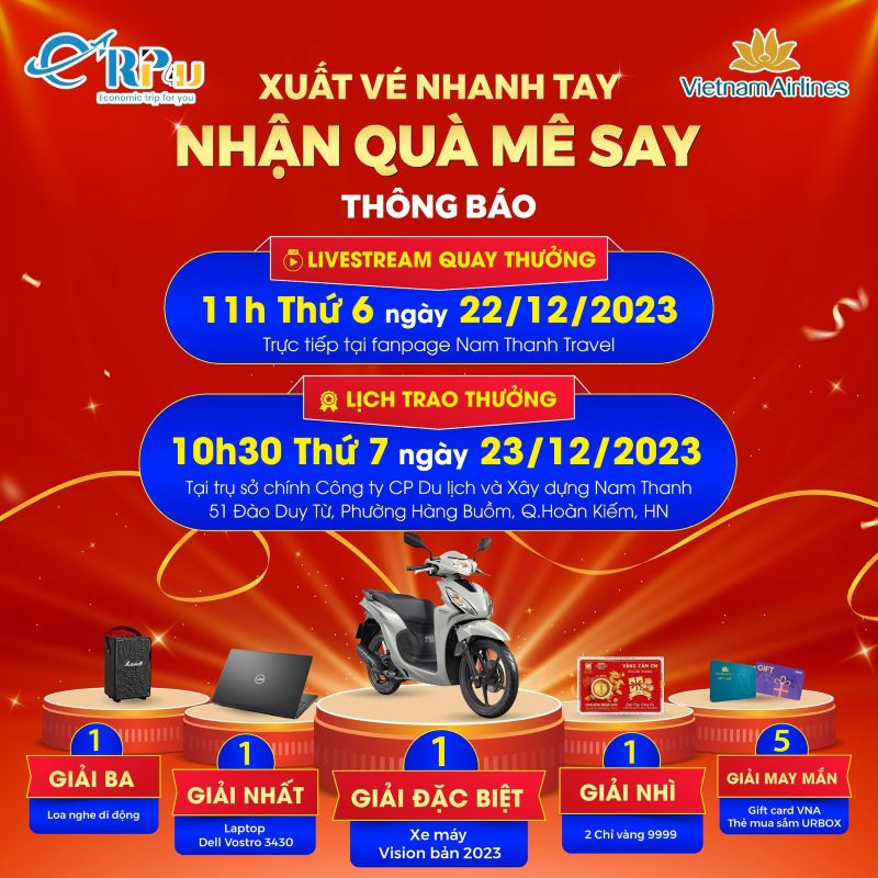 Thông báo lịch livesteam và lịch trao thưởng chương trình "XUẤT VÉ NHANH TAY - NHẬN QUÀ MÊ SAY" Thông báo lịch livesteam và lịch trao thưởng chương trình "XUẤT VÉ NHANH TAY - NHẬN QUÀ MÊ SAY"