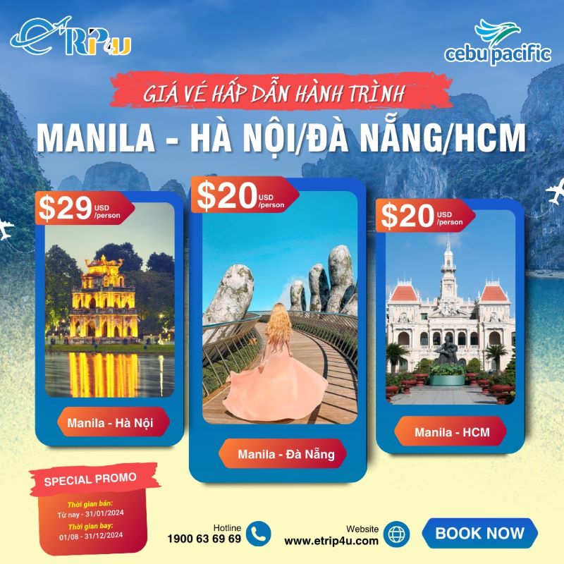 Chương tr&igrave;nh ưu đ&atilde;i gi&aacute; v&eacute; tr&ecirc;n h&agrave;nh tr&igrave;nh MNL - SGN/DAD/HAN