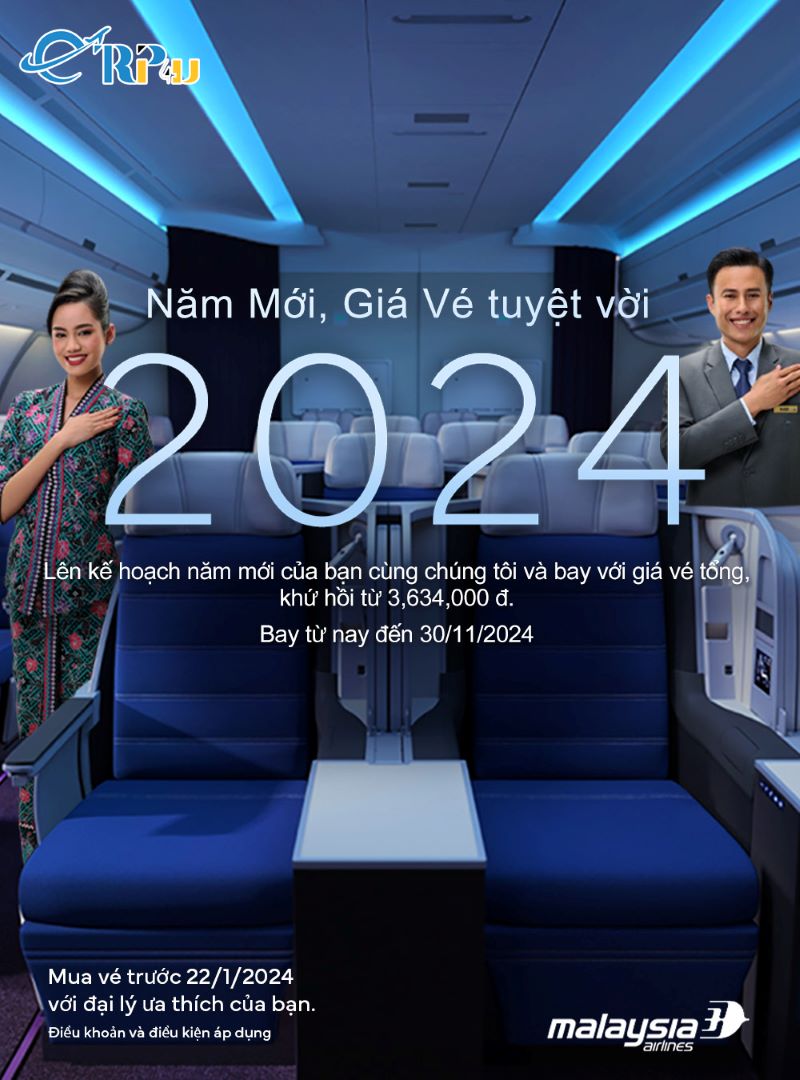 Malaysia Airlines: Ưu đãi đầu năm giảm tới 30% giá vé Malaysia Airlines: Ưu đãi đầu năm giảm tới 30% giá vé