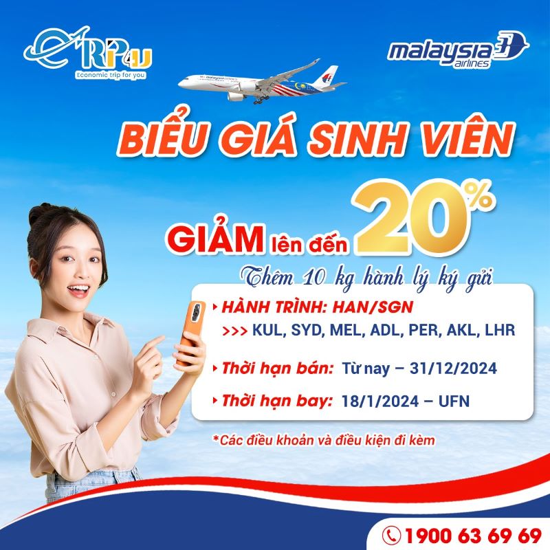 Biểu giá sinh viên giảm tới 20% Biểu giá sinh viên giảm tới 20%