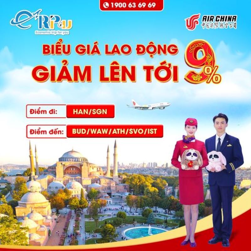 Biểu giá lao động hấp dẫn từ AIR CHINA Biểu giá lao động hấp dẫn từ AIR CHINA