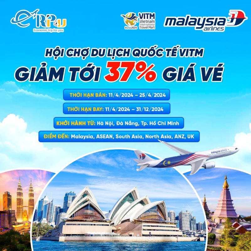 Malaysia Airlines: Ưu đãi lên tới 37% giá vé