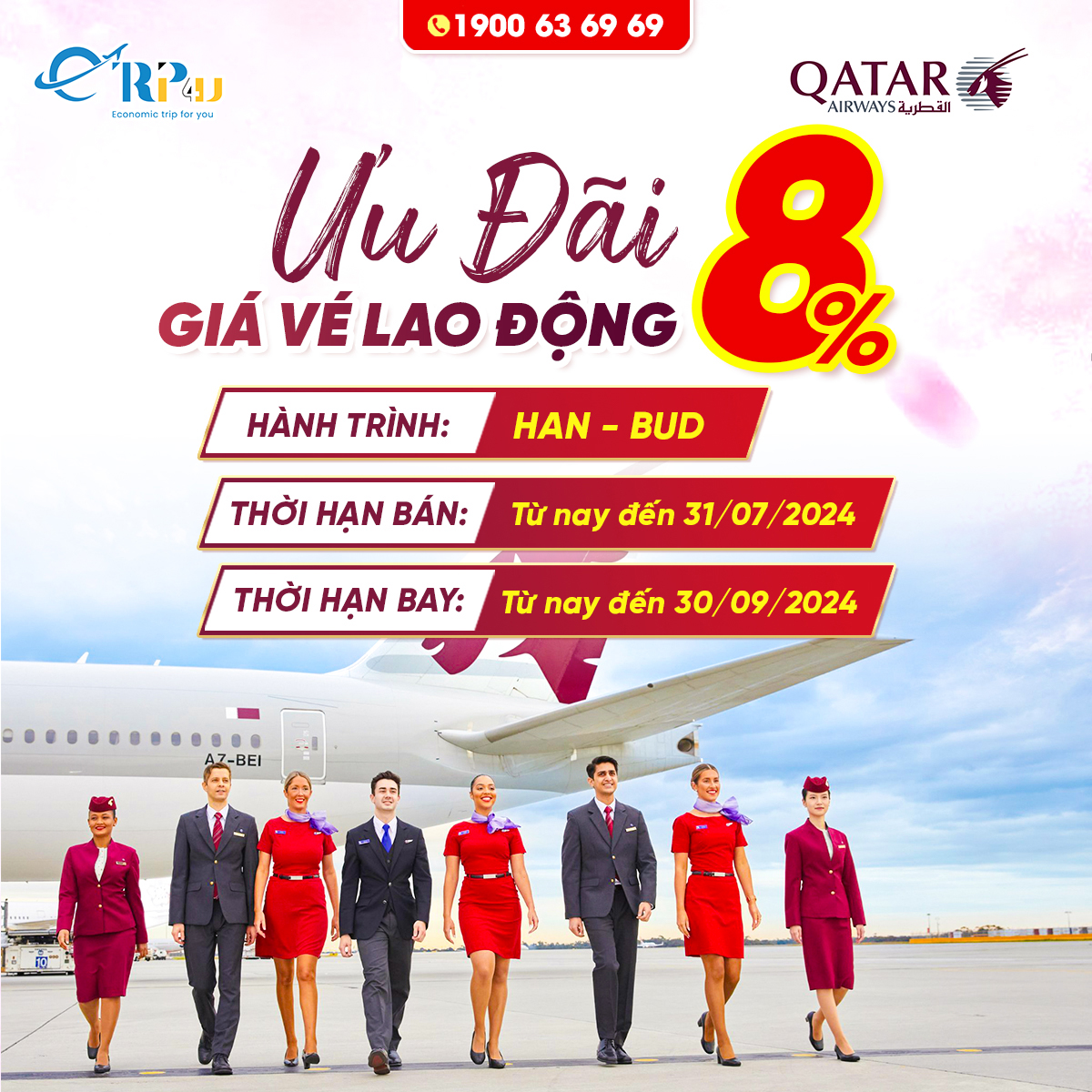 Qatar Airways: Ưu đãi giá vé lao động lên tới 8% Qatar Airways: Ưu đãi giá vé lao động lên tới 8%