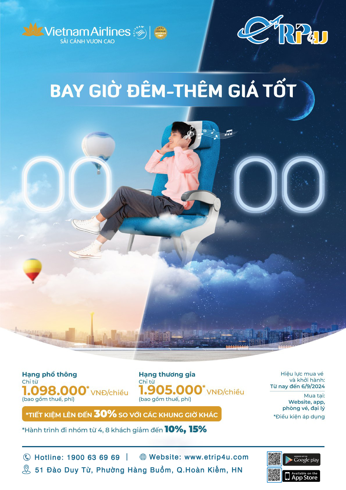 Vietnam Airlines: Bay giờ đ&ecirc;m - Gi&aacute; th&ecirc;m tốt