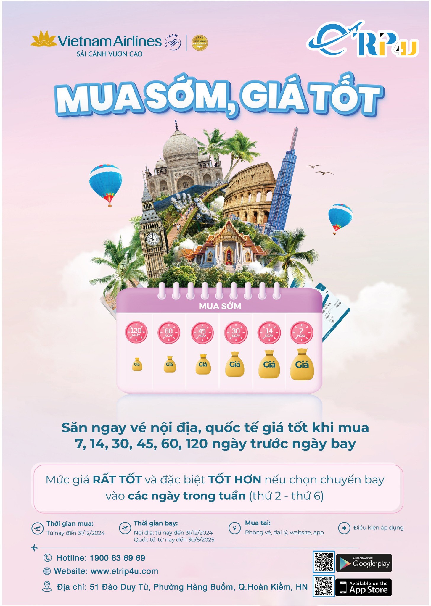 Vietnam Airlines: Ưu đãi mua sớm - Giá cực tốt trên các đường bay nội địa và quốc tế Vietnam Airlines: Ưu đãi mua sớm - Giá cực tốt trên các đường bay nội địa và quốc tế