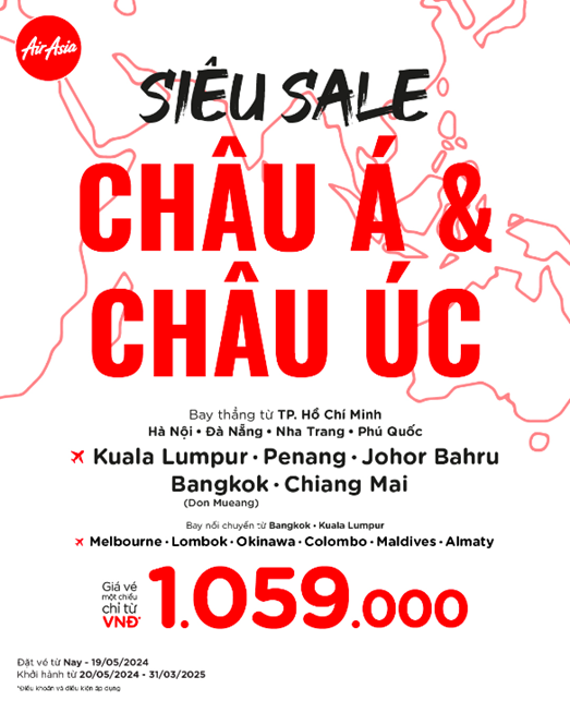 AirAsia: Siêu Sale Châu Á & Châu Úc