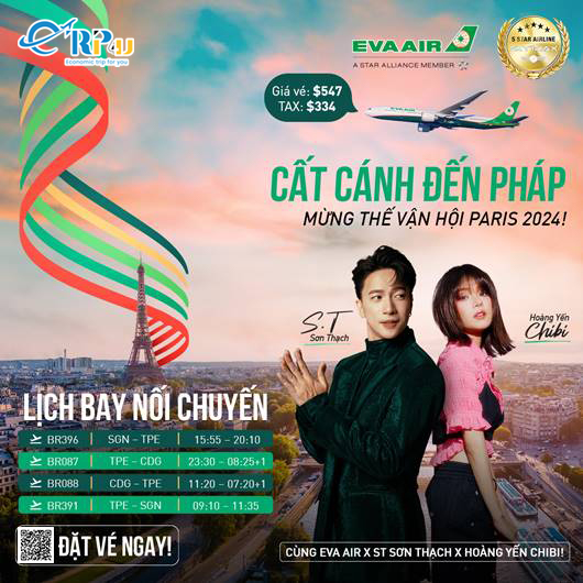 Cùng Eva Air bùng nổ với thế vận hội mùa hè 2024 Cùng Eva Air bùng nổ với thế vận hội mùa hè 2024