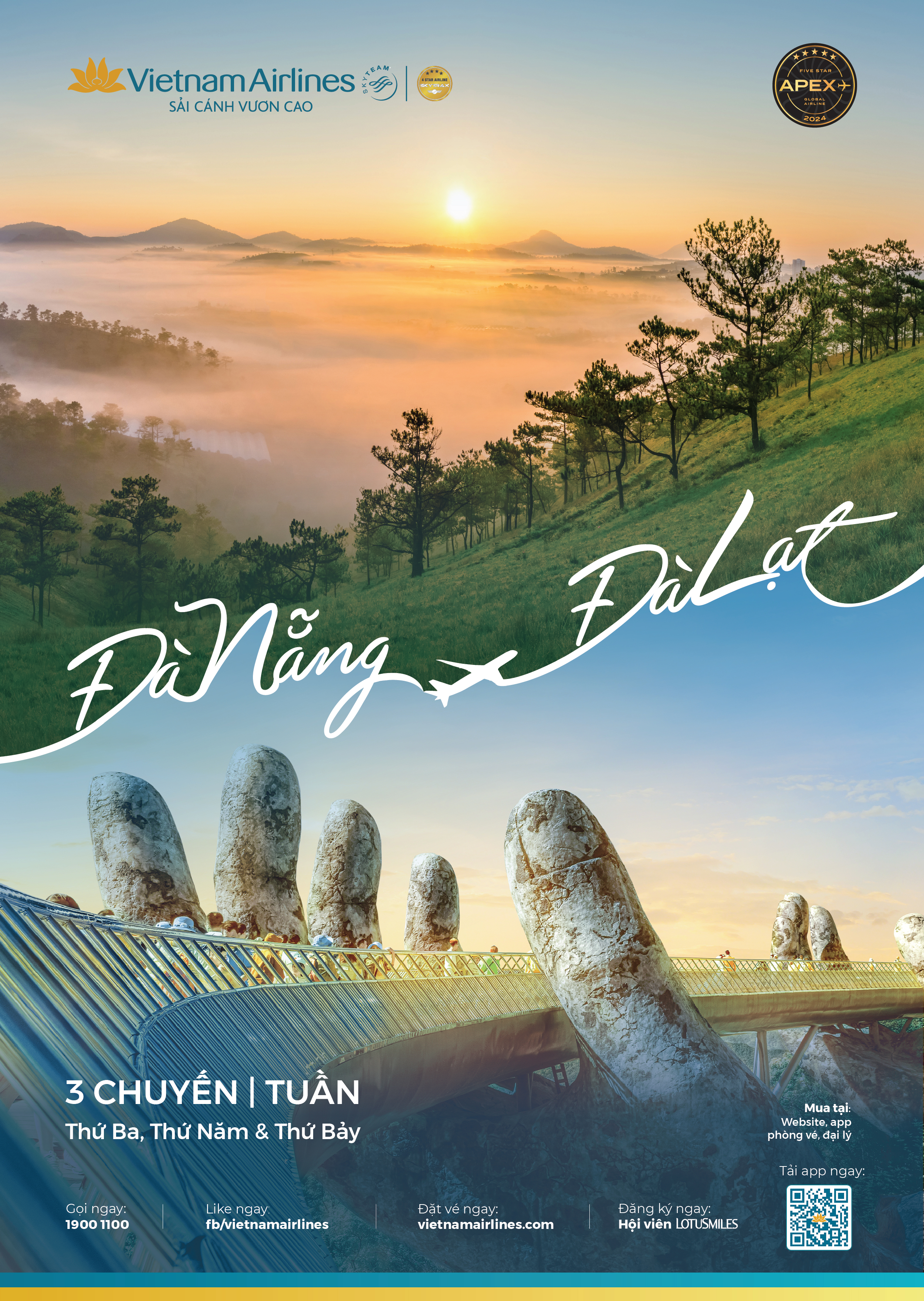 Vietnam Airlines: Thông báo mở lại đường bay Đà Nẵng – Đà Lạt