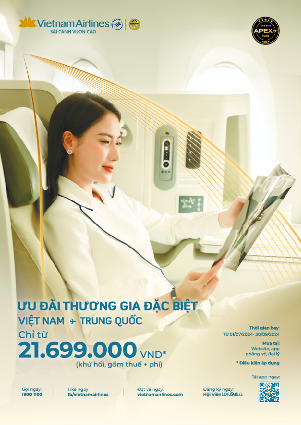 Vietnam Airlines: Ưu đãi Thương gia khởi hành từ Việt Nam đi Trung Quốc Vietnam Airlines: Ưu đãi Thương gia khởi hành từ Việt Nam đi Trung Quốc