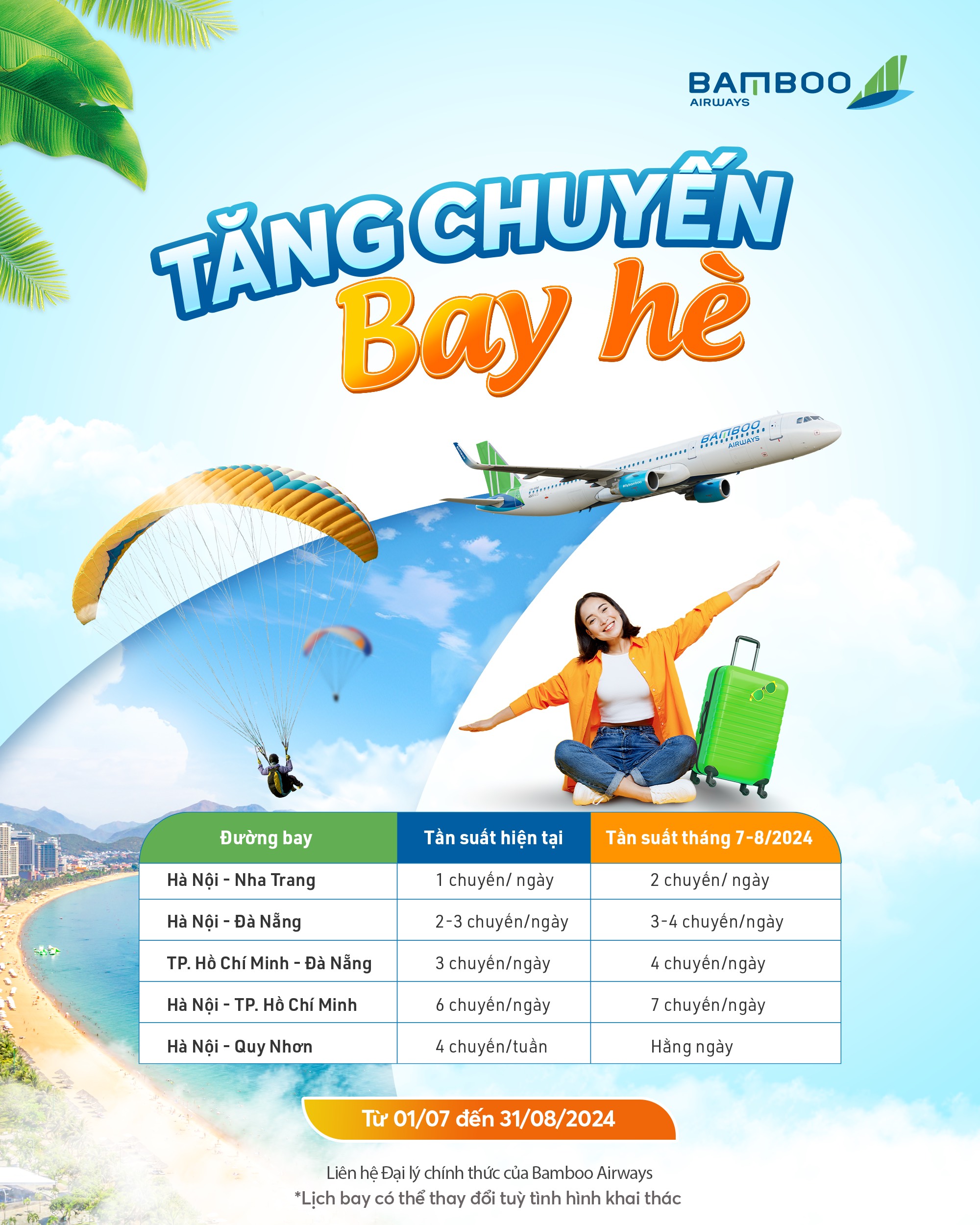Bamboo Airways: Tăng chuyến bay hè, thả ga tìm vé Bamboo Airways: Tăng chuyến bay hè, thả ga tìm vé