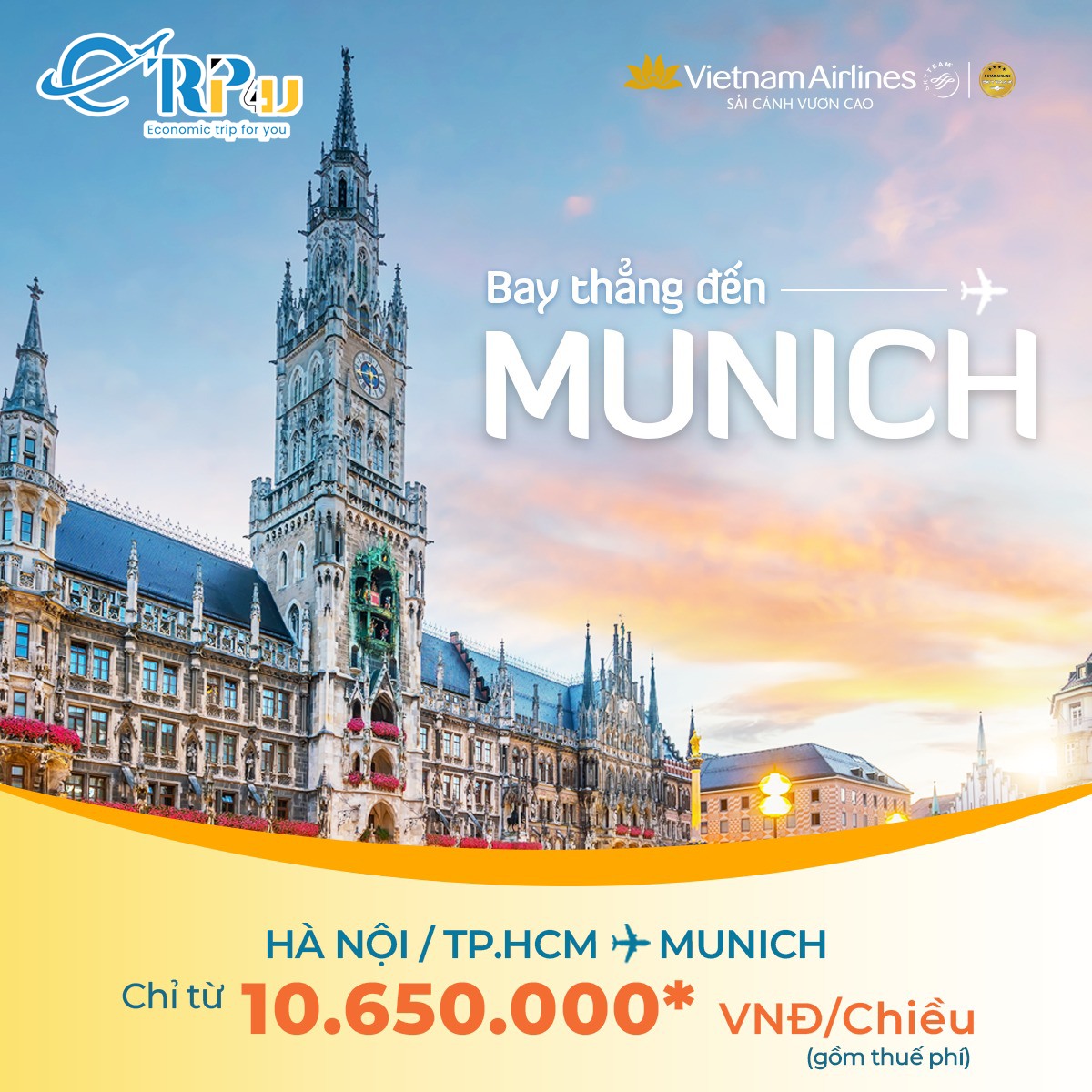 Vietnam Airlines: Ưu đãi khai trương, bay đến Munich chỉ từ 10.650.000 VND Vietnam Airlines: Ưu đãi khai trương, bay đến Munich chỉ từ 10.650.000 VND