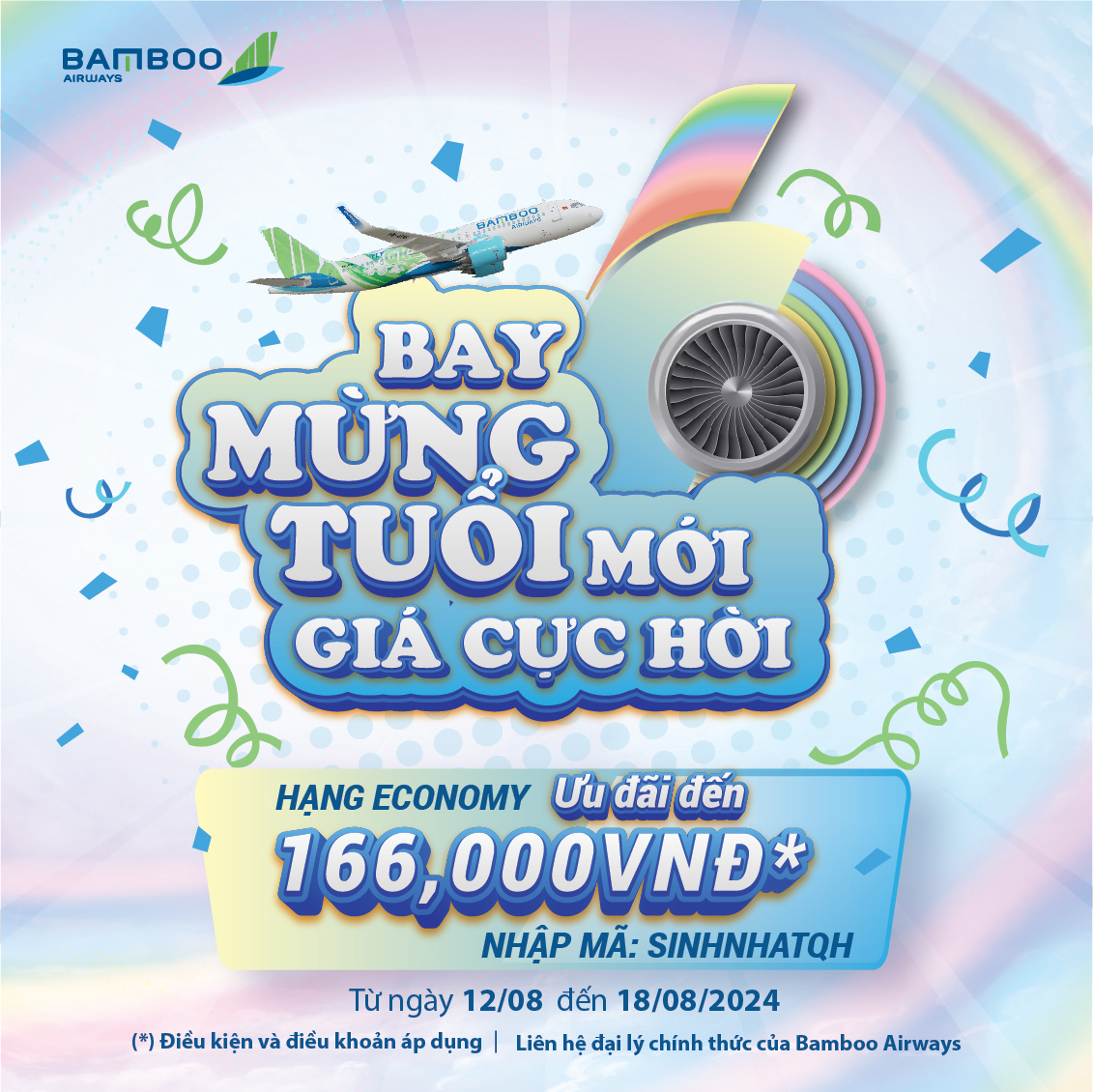 Bamboo Airways: Ưu đãi mừng sinh nhật 6 tuổi, giảm giá cực hời Bamboo Airways: Ưu đãi mừng sinh nhật 6 tuổi, giảm giá cực hời