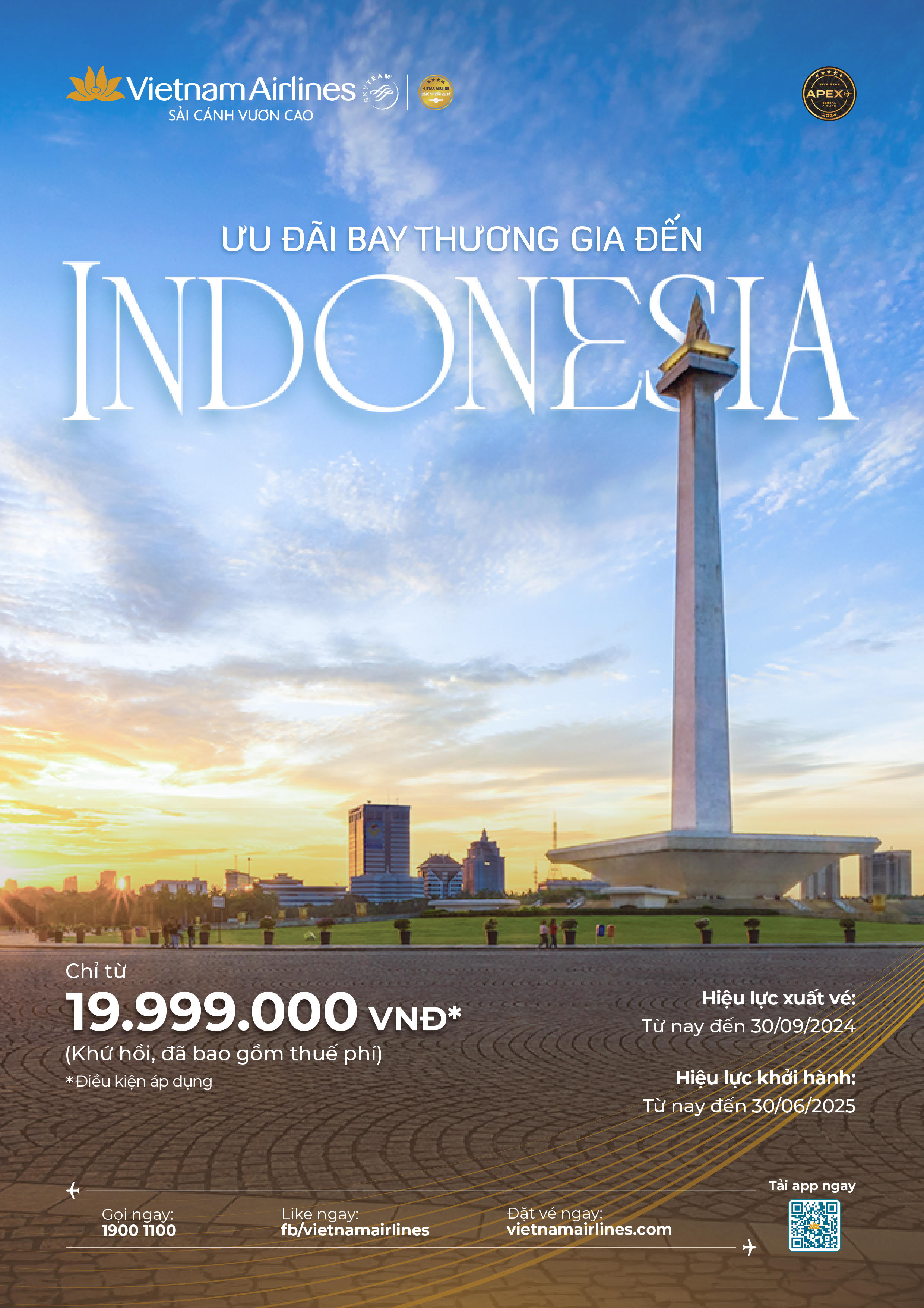 Vietnam Airlines: Ưu đ&atilde;i bay Thương gia đến Indonesia