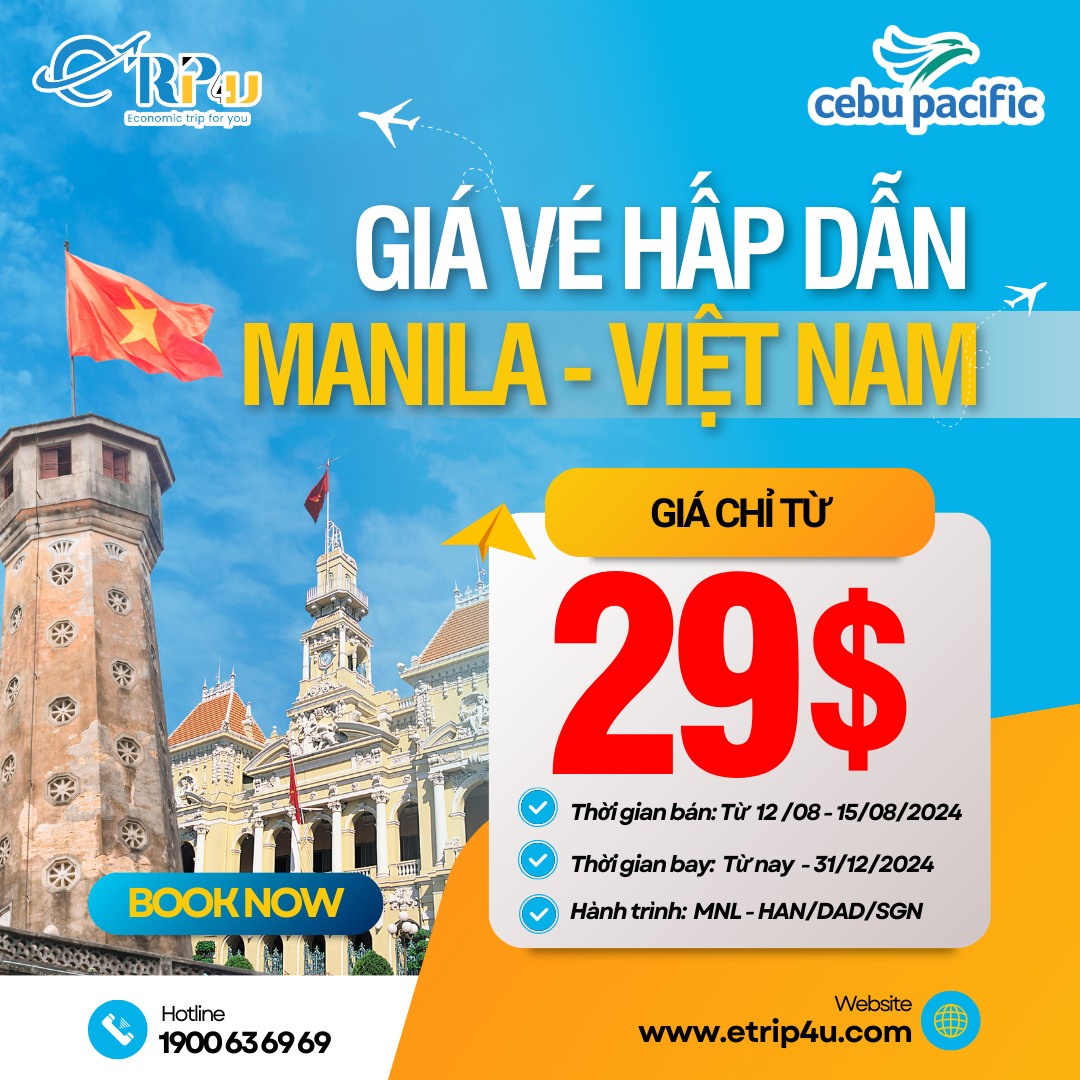 Cebu Pacific: Bay Manila giá siêu tiết kiệm chỉ từ 29 USD