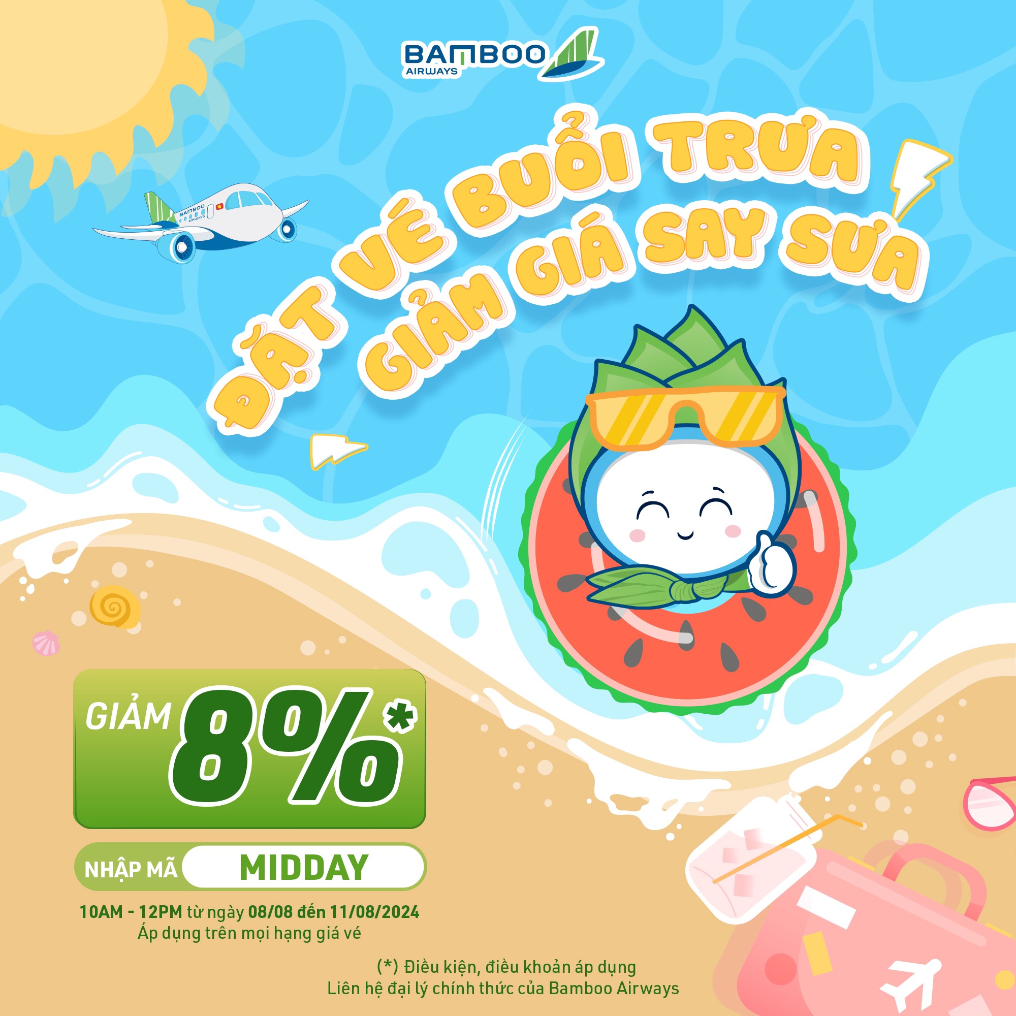 Bamboo Airways: Triển khai chương trình “ĐẶT VÉ BUỔI TRƯA, GIẢM GIÁ SAY SƯA”
