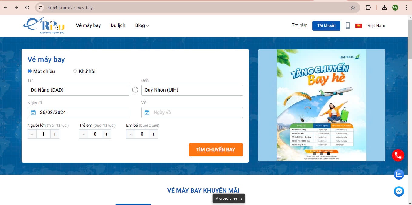 Hướng dẫn đặt vé máy bay Đà Nẵng Quy Nhơn tại Etrip4u Hướng dẫn đặt vé máy bay Đà Nẵng Quy Nhơn tại Etrip4u