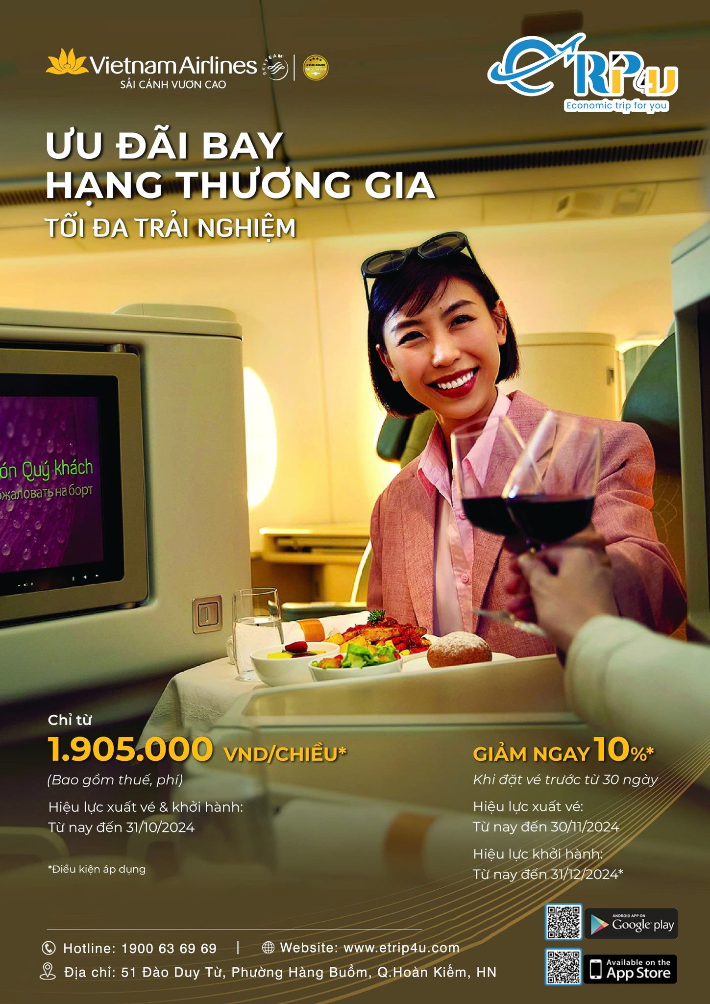 Vietnam Airlines: Ưu đãi hạng thương gia chỉ từ 1.905.000 VNĐ/chiều Vietnam Airlines: Ưu đãi hạng thương gia chỉ từ 1.905.000 VNĐ/chiều