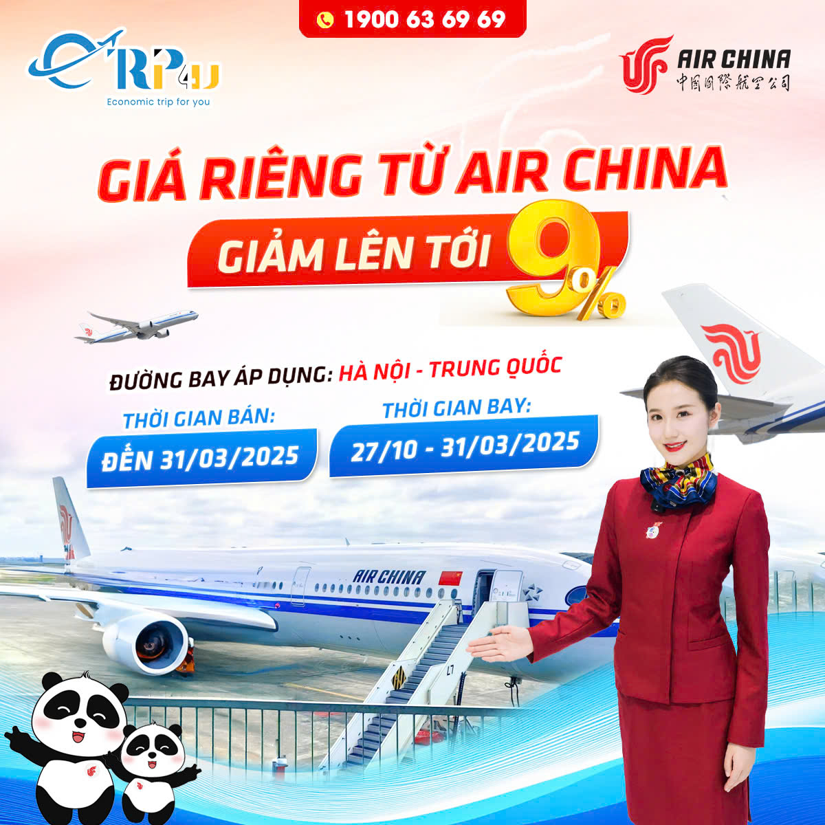 Air China: Ưu đãi giá riêng từ Air China, giảm tới 9% giá vé máy bay Air China: Ưu đãi giá riêng từ Air China, giảm tới 9% giá vé máy bay